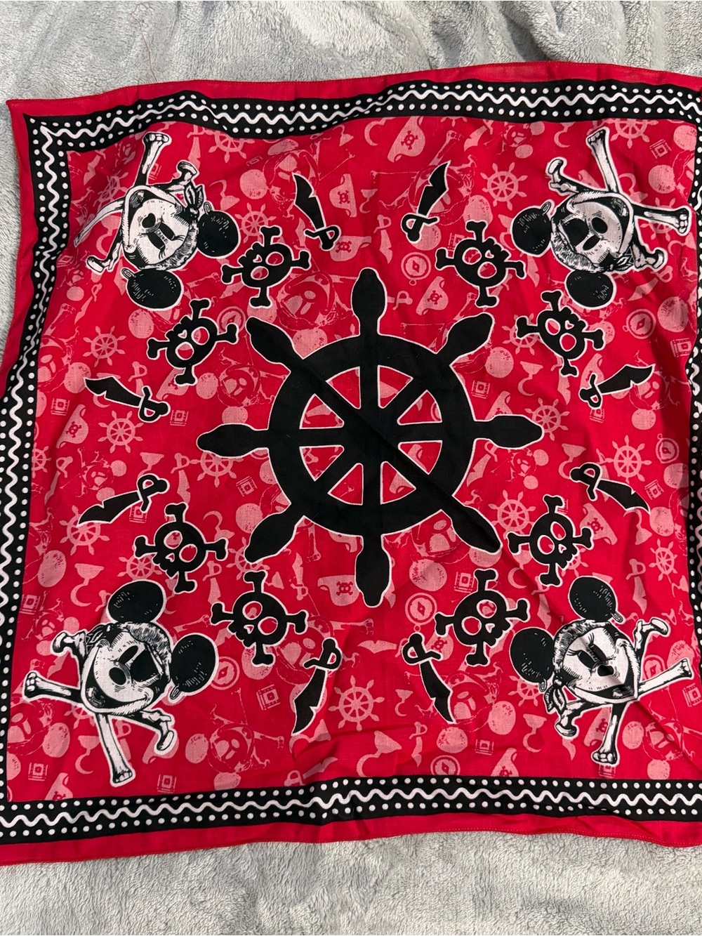 disney mickey and minnie Red pirate bandana with skull and crossbones design